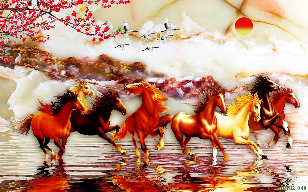 Tranh ngựa - bát mã - Mã đáo MBM2-040